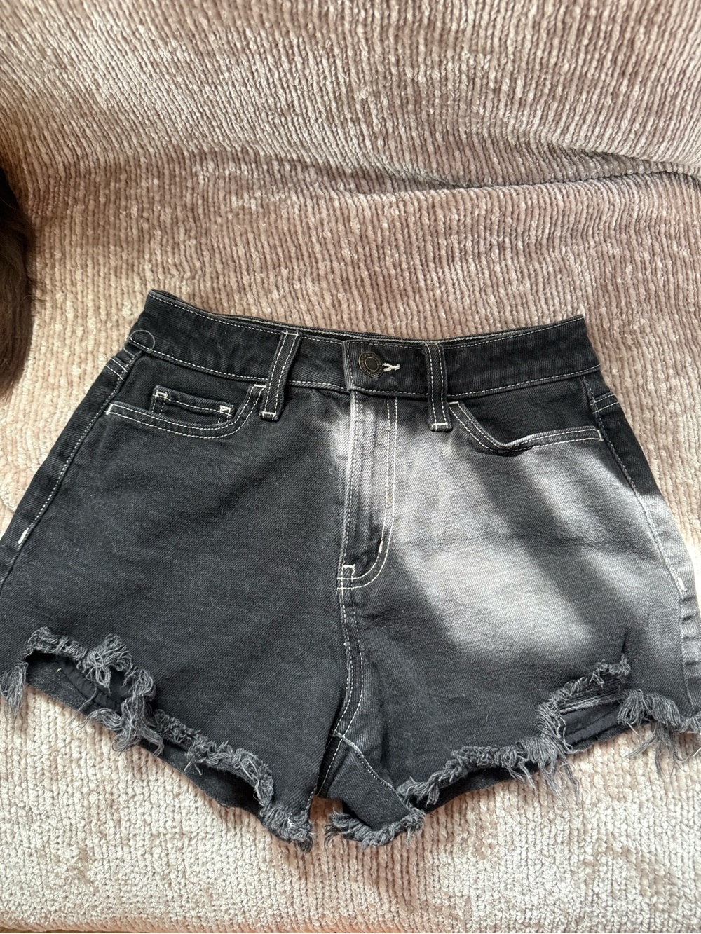 SO Black High-Waist Distressed Denim Shorts